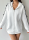 Casual Knitted Striped Cardigan Hooded Sweatshirt with Bow
