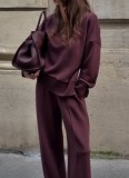 New Casual Long-sleeved Sweatshirt and Loose-fitting Pocket Pants Two-piece Set