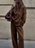 New Casual Long-sleeved Sweatshirt and Loose-fitting Pocket Pants Two-piece Set
