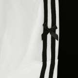 Casual Knitted Striped Cardigan Hooded Sweatshirt with Bow