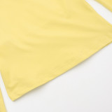 Casual Solid Color Versatile Square Neck Pleated Basic Suit