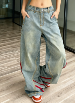 New American Retro Striped Loose Wide-leg Jeans