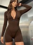 Sexy and Functional Reverse-segmented Slim-fit Sports Jumpsuit