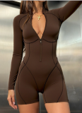 Sexy and Functional Reverse-segmented Slim-fit Sports Jumpsuit