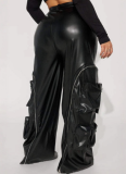 2025 Fashionable Leather Pants with Detachable Zippers and Multiple Pockets