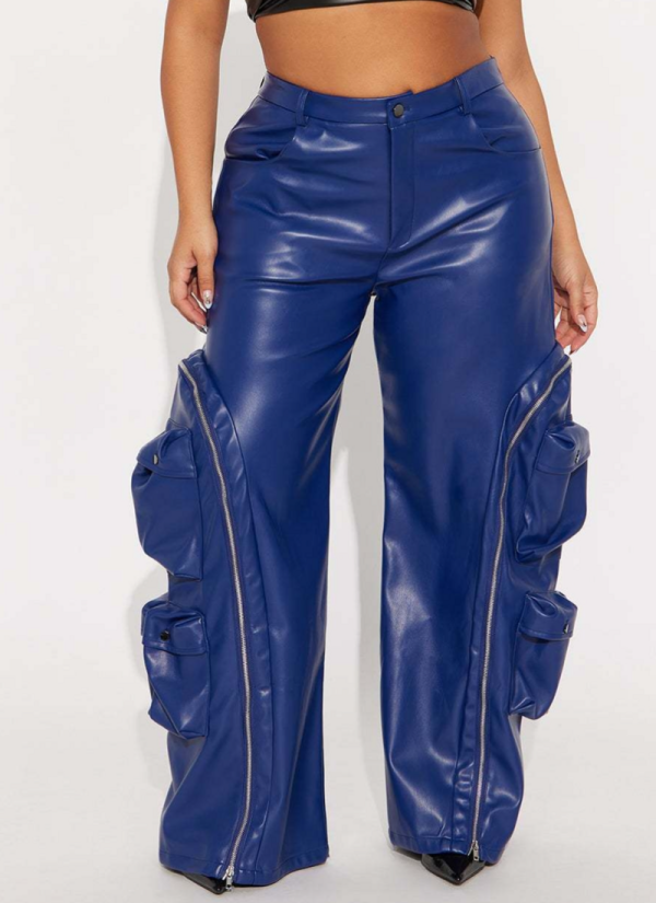 2025 Fashionable Leather Pants with Detachable Zippers and Multiple Pockets