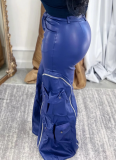 2025 Fashionable Leather Pants with Detachable Zippers and Multiple Pockets