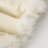 Autumn/Winter Faux Mink Fur Metal Leather Button Lapel Short Plush Coat