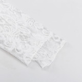 Sexy See-through Collared Long-sleeved Cardigan Shirt + Wide-leg Pants Two-piece Set