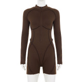 Sexy and Functional Reverse-segmented Slim-fit Sports Jumpsuit