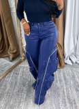 2025 Fashionable Leather Pants with Detachable Zippers and Multiple Pockets