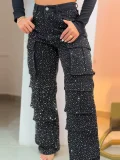 2025 Fashion Rhinestone Wide-Leg Jeans