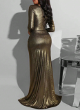 Sexy V-neck Long-sleeved Slit Evening Dress