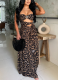 Sexy Leopard Print Strapless Backless Dress
