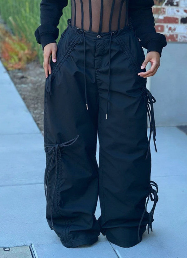 New Style Bow Tie Loose Women's Drawstring Cargo Pants