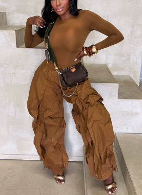 Stylish Fitted Top and Wide-leg Patchwork Lace Pants Set