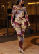 Stylish Printed Comfortable Round Neck Long Sleeve Slim Fit Jumpsuit