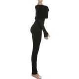 Sexy Off-the-shoulder Fur-trimmed Bodycon Jumpsuit