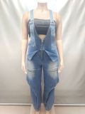 2025 Casual Zipper Denim Wide-Leg Overalls