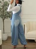 2025 Casual Zipper Denim Wide-Leg Overalls