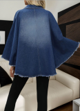 Stylish Loose-fitting Collared Batwing Sleeve Jacket