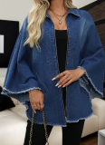 Stylish Loose-fitting Collared Batwing Sleeve Jacket