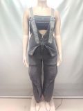 2025 Casual Zipper Denim Wide-Leg Overalls