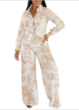 Stylish and Casual Straight-leg Long-sleeved Shirt and Trousers Set