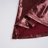 Sexy Solid Color Halter Neck Dress With Shimmering Pleats That Reveal The Hips