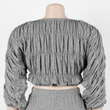 Sexy Crop Top and Slim-fit Flared Pants Two-piece Set