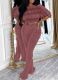 Sexy Crop Top and Slim-fit Flared Pants Two-piece Set