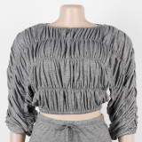 Sexy Crop Top and Slim-fit Flared Pants Two-piece Set