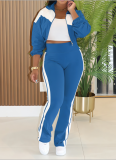 Sporty and Casual Spliced ​​Long-sleeved Zip-up Jacket Two-piece Set