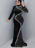 Stylish and Elegant Velvet Rhinestone Dress