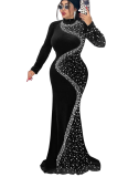 Stylish and Elegant Velvet Rhinestone Dress