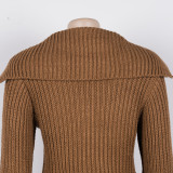 Winter Oversized Collar Slim Fit Stretch Lantern Sleeve Sweater Dress