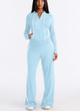 Stylish Color-blocked Hooded Two-piece Set