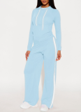 Stylish Color-blocked Hooded Two-piece Set