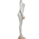 New Digital Print Long-sleeved Fitted Top and Slim-fit Pants Set