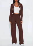 Stylish Color-blocked Hooded Two-piece Set