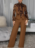Stylish and Unique Leopard Print Patchwork Wide-leg Jumpsuit