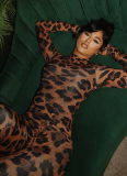 New Digital Print Long-sleeved Fitted Top and Slim-fit Pants Set