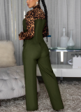 Stylish and Unique Leopard Print Patchwork Wide-leg Jumpsuit