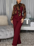 Stylish and Unique Leopard Print Patchwork Wide-leg Jumpsuit