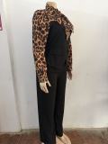 Stylish and Unique Leopard Print Patchwork Wide-leg Jumpsuit