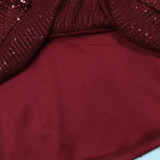 Stylish Round Neck Long-sleeved Sequined Slim-fit Short Dress