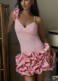 Sexy Strappy Dress With 3D Ruffled and Voluminous Skirt
