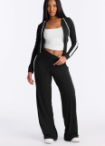 Stylish Color-blocked Hooded Two-piece Set