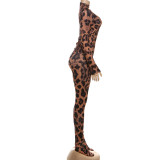 New Digital Print Long-sleeved Fitted Top and Slim-fit Pants Set