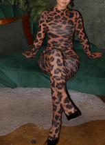 New Digital Print Long-sleeved Fitted Top and Slim-fit Pants Set